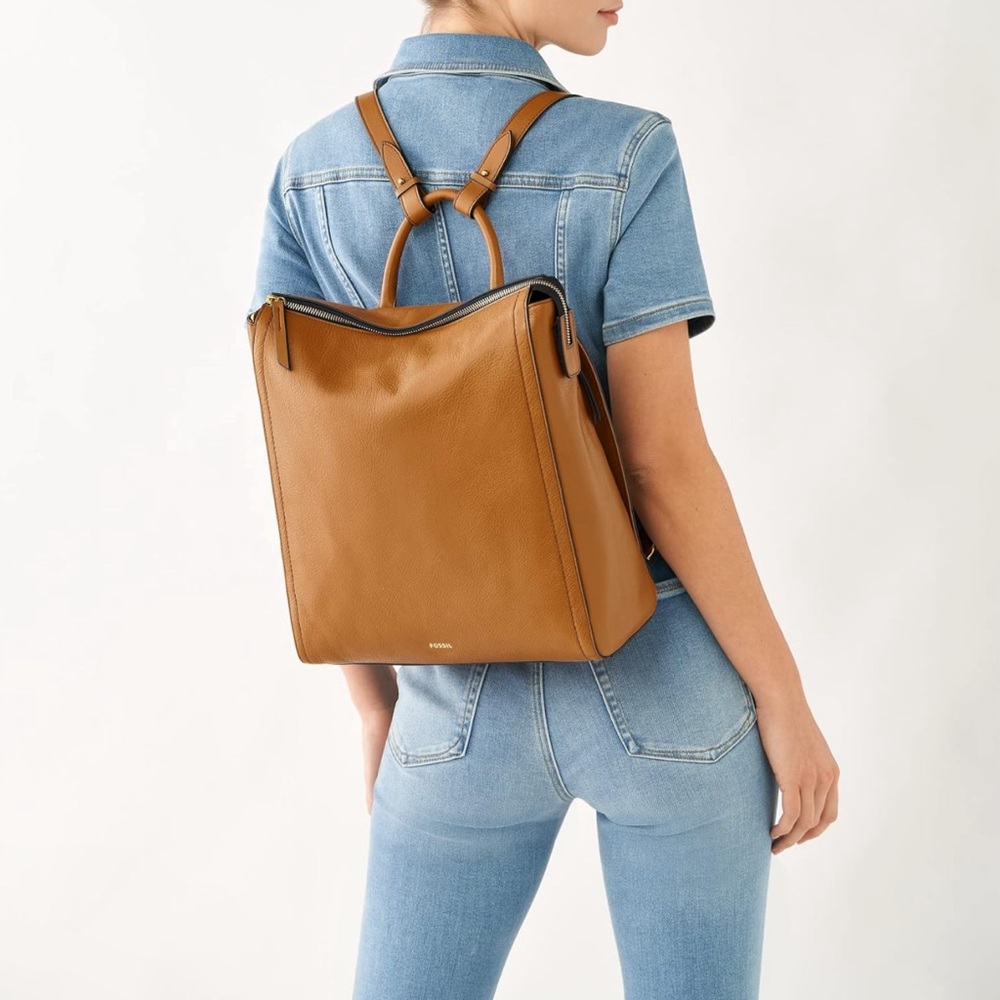 Fossil Women's Parker Leather Convertible Backpack Purse Handbag for Women New